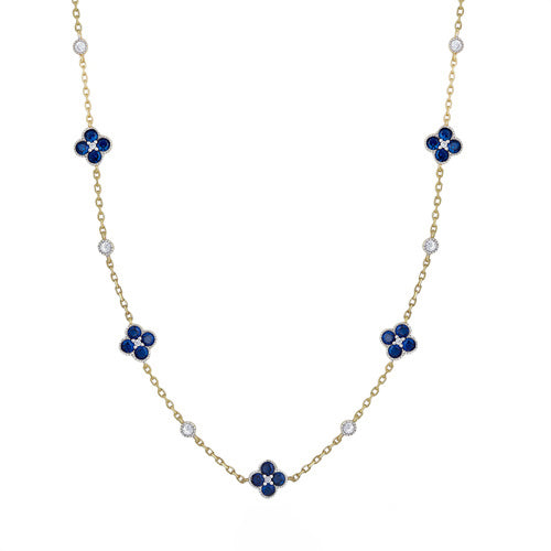 925 Silver 14ct Gold Plated Cubic Zirconia Set Clover Necklace Blue – Imperial Time