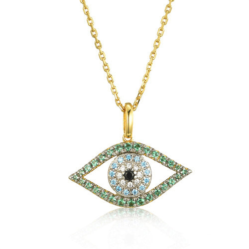 925 Silver 14ct Gold Plated Cubic Zirconia Set Evil Eye Necklace – Imperial Time