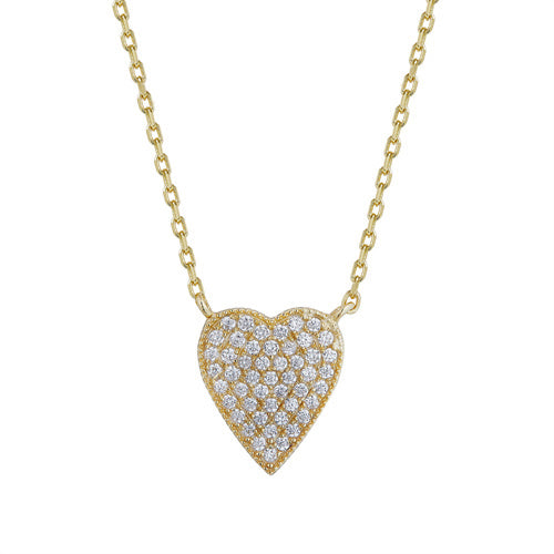 925 Silver 14ct Gold Plated Cubic Zirconia Set Heart Necklace – Imperial Time