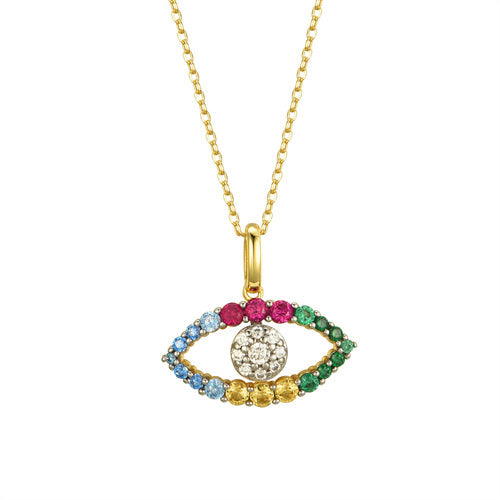 925 Silver 14ct Gold Plated Cubic Zirconia Set Evil eye Necklace – Imperial Time