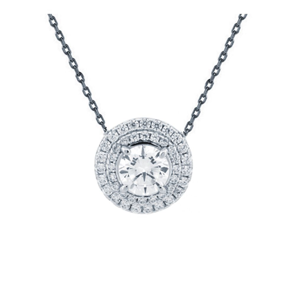 925 Silver Rhodium Plated Cubic Zirconia Set Cluster Necklace – Imperial Time