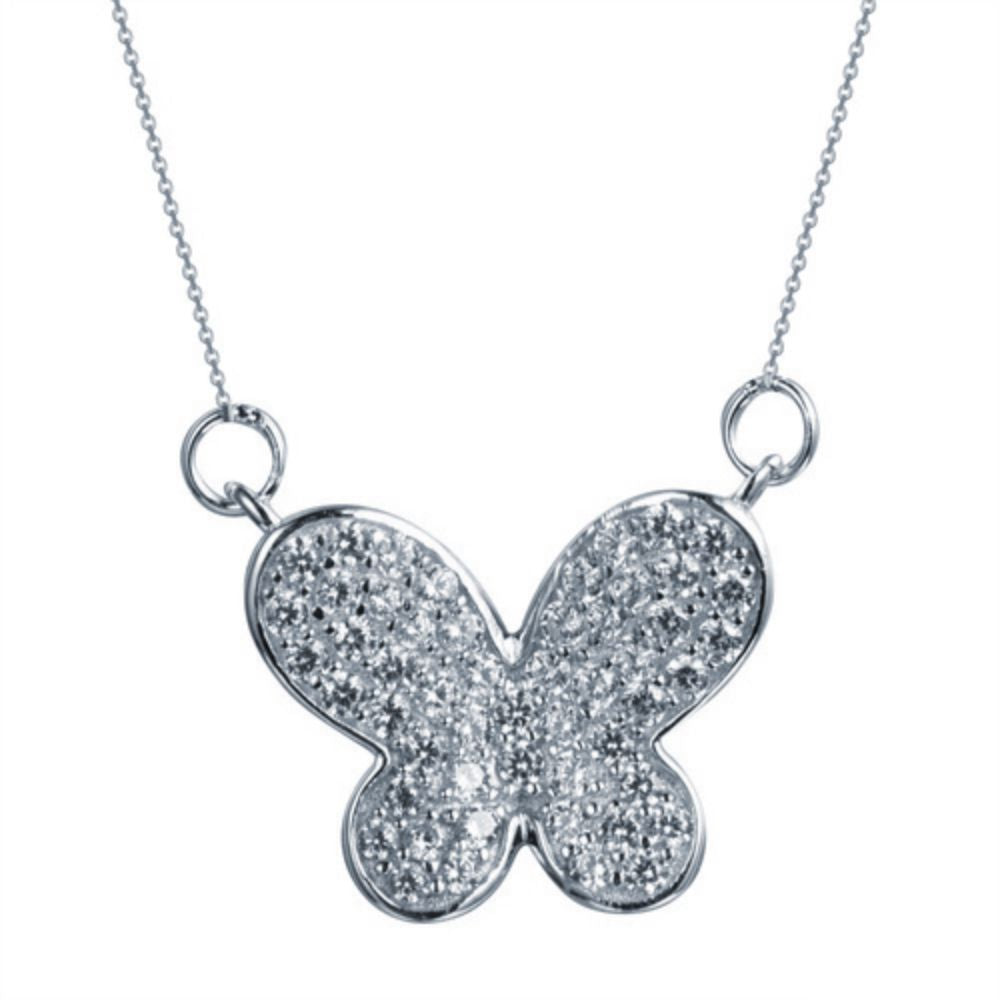 925 Silver Rhodium Plated Cubic Zirconia Set Butterfly Necklace – Imperial Time