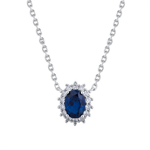 925 Silver Rhodium Plated Cubic Zirconia Set Princess Kate Necklace Blue – Imperial Time