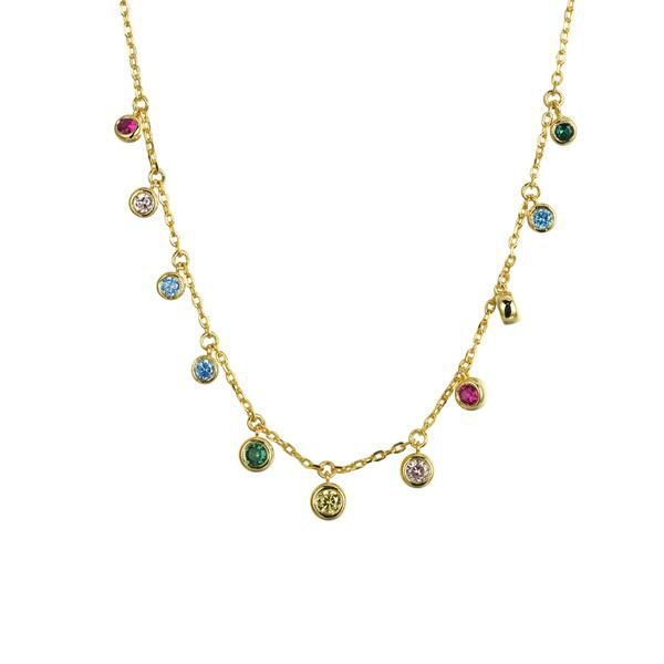 925 Sterling Silver Gold Plated Multi Cubic Zirconia Necklace – Imperial Time