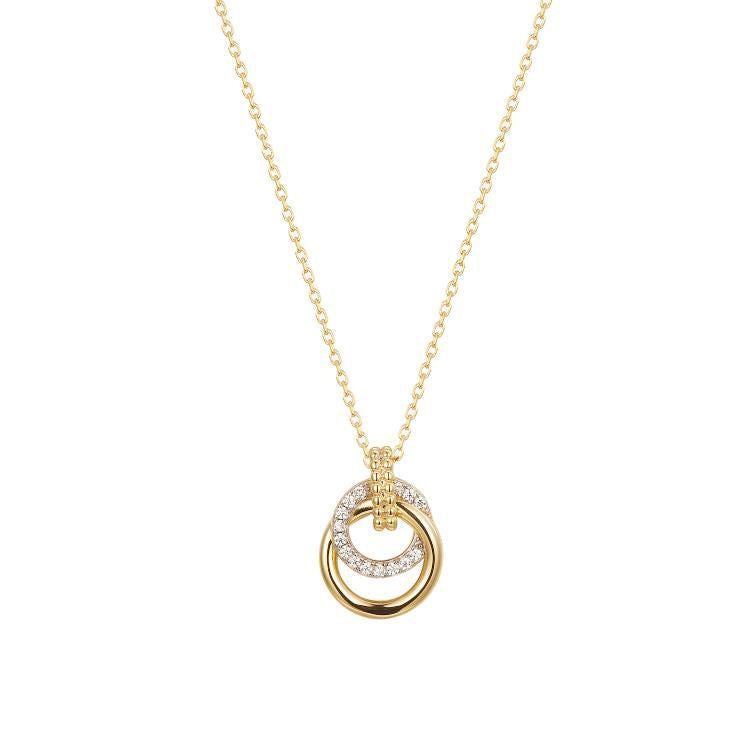 925 Sterling Silver Gold Plated Cubic Zirconia Circle Necklace – Imperial Time