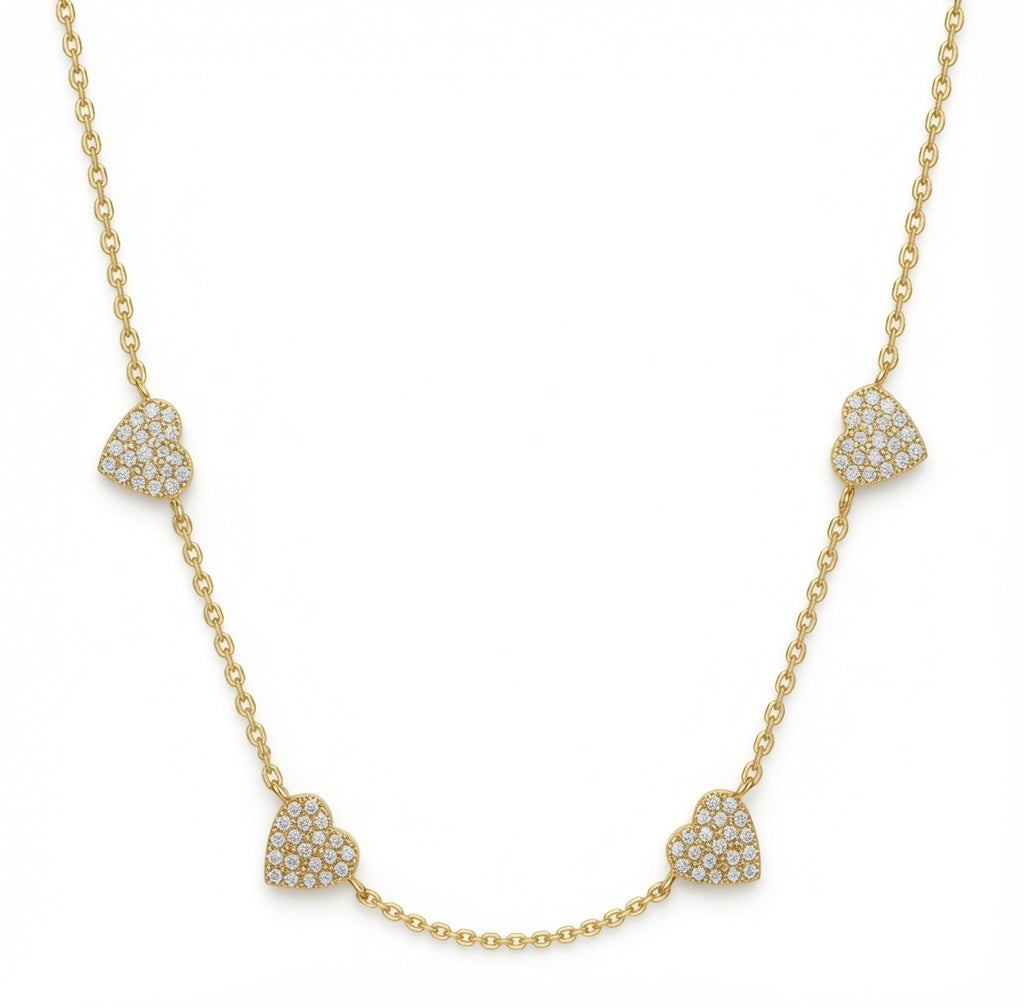 925 Sterling Silver Gold Plated Cubic Zirconia Heart Necklace – Imperial Time