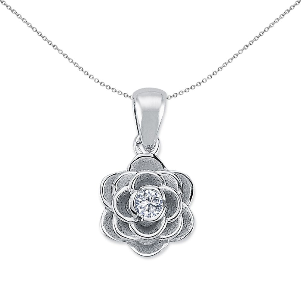 925 Silver Cubic Zirconia Flower Pendant – Imperial Time