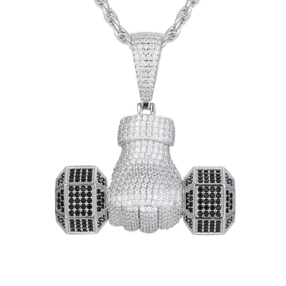 925 Silver Cubic Zirconia Set Dumbell Pendant – Imperial Time