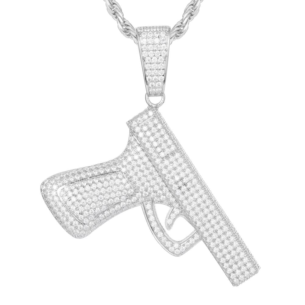 925 Silver Cubic Zirconia Set Handgun Pendant – Imperial Time