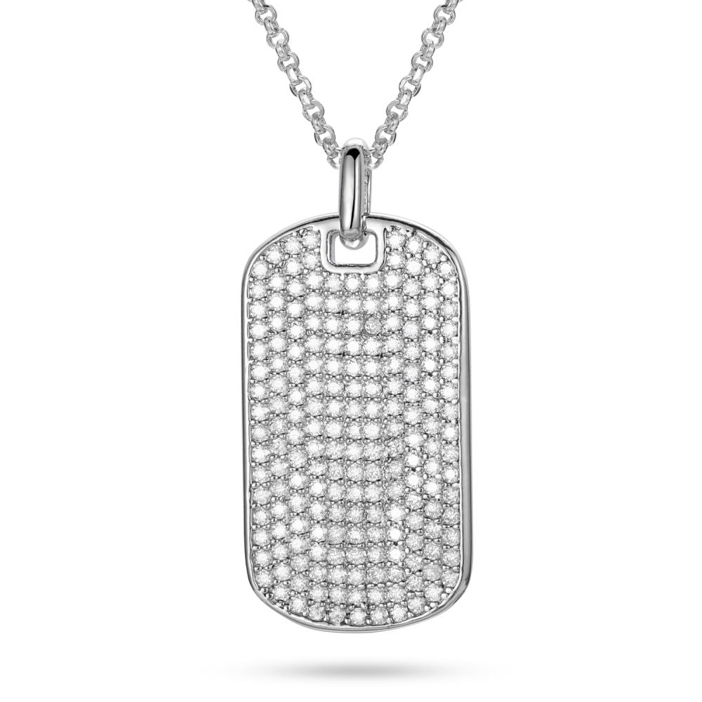 925 Silver Cubic Zirconia Set Dog Tag Pendant – Imperial Time