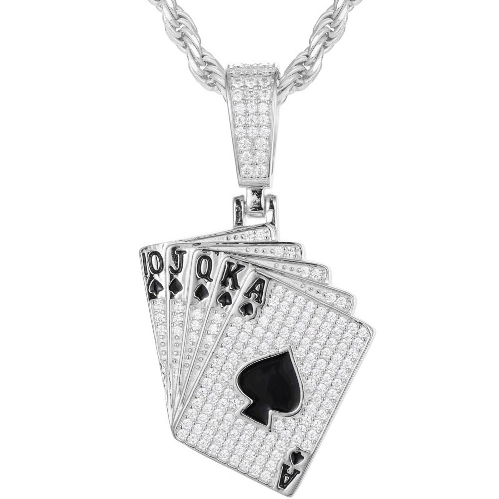 925 Silver Cubic Zirconia Set Hand of Playing Cards Pendant – Imperial Time