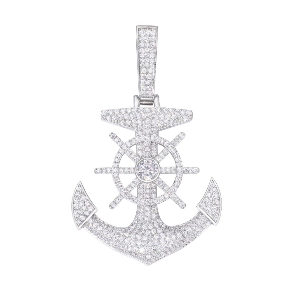 925 Silver Cubic Zirconia Set Anchor Pendant – Imperial Time
