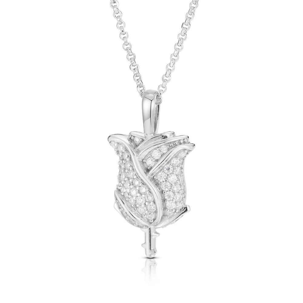 925 Silver Cubic Zirconia Set Tulip Pendant – Imperial Time