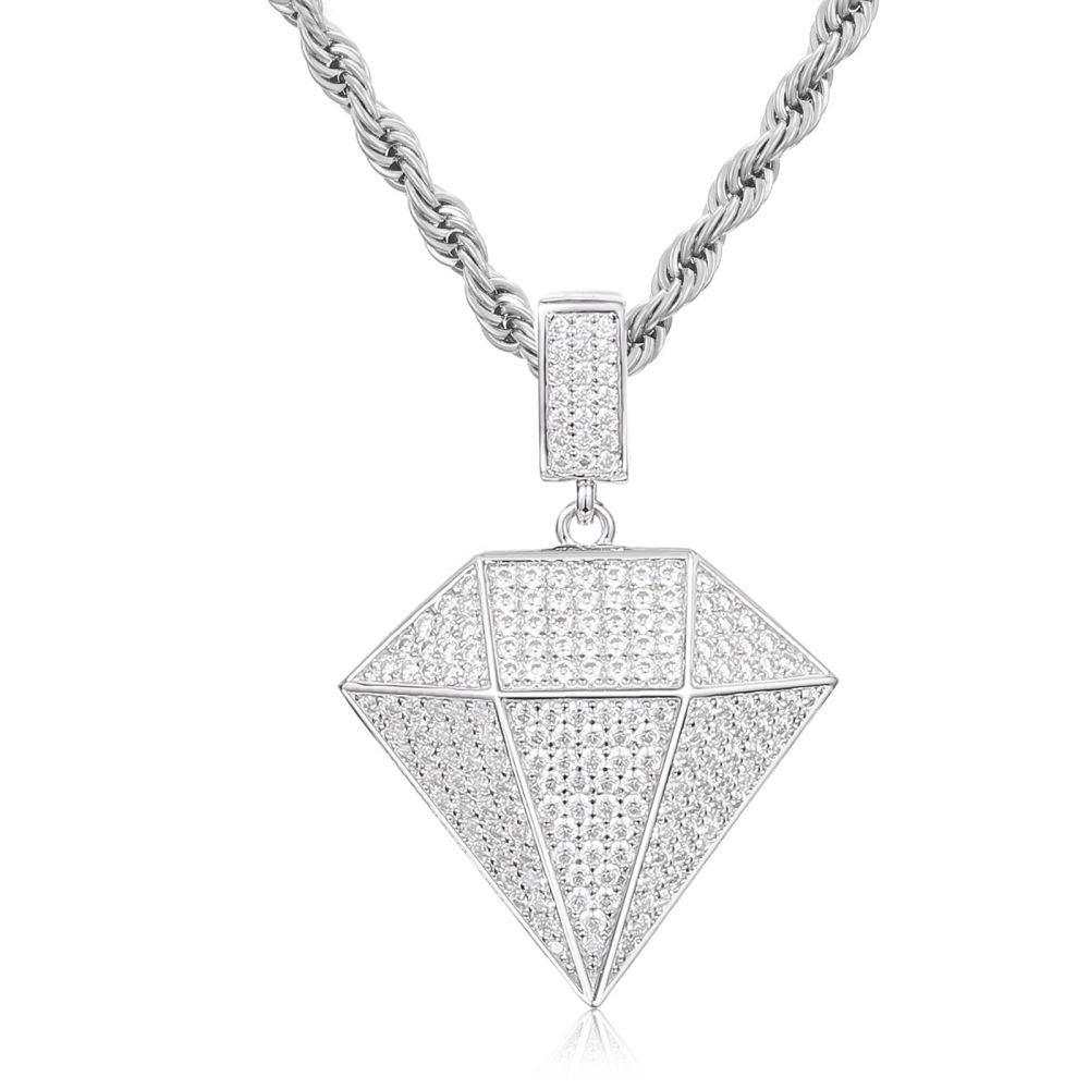 925 Silver Cubic Zirconia Set Natural Diamond Pendant – Imperial Time