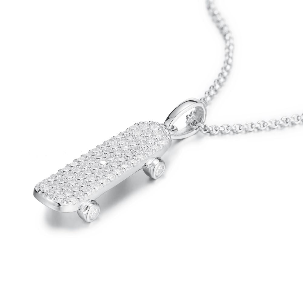 925 Silver Cubic Zirconia Set Skateboard Pendant – Imperial Time