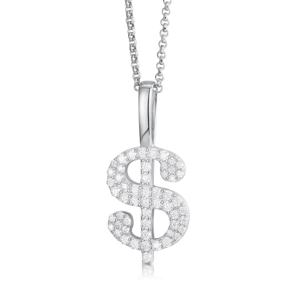 925 Silver Cubic Zirconia Set Dollar Pendant – Imperial Time