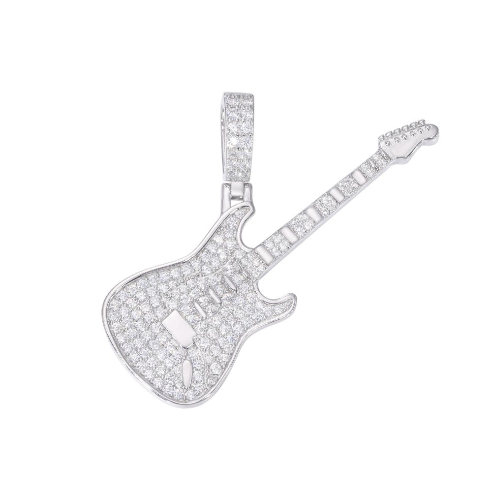 925 Silver Cubic Zirconia Set Guitar Pendant – Imperial Time