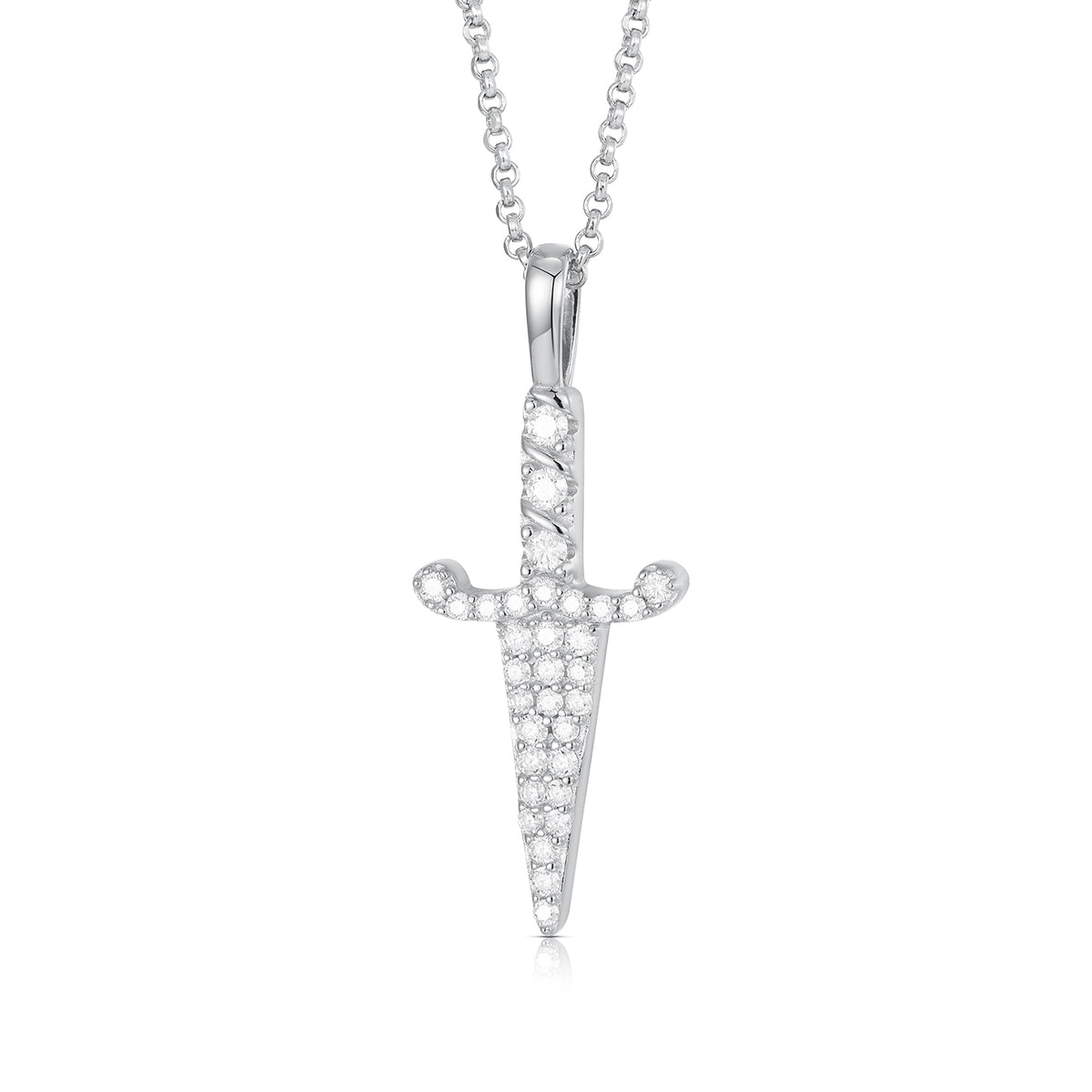 925 Silver Cubic Zirconia Set Dagger Pendant – Imperial Time