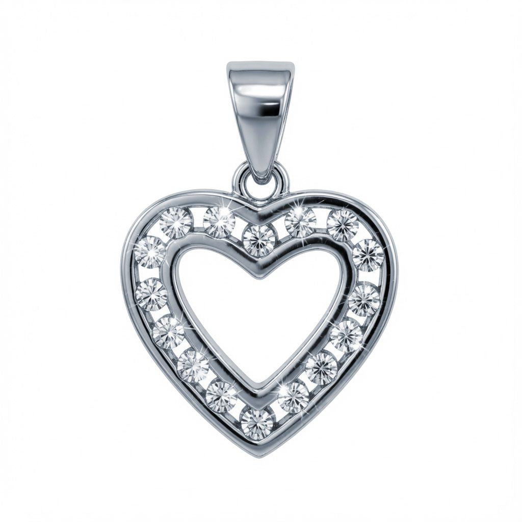 925 Silver Cubic Zirconia Set Heart Pendant – Imperial Time