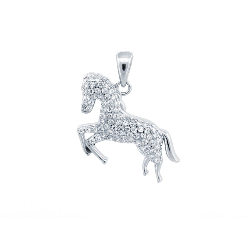 925 Silver Cubic Zirconia Set Prancing Horse Pendant – Imperial Time