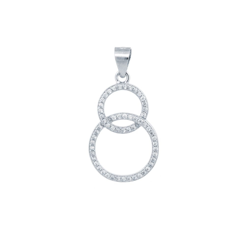 925 Silver Cubic Zirconia Set Double Circle Pendant – Imperial Time