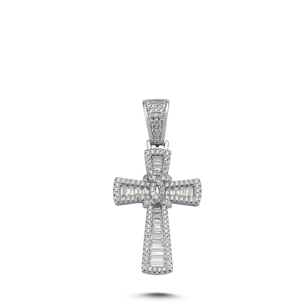 925 Silver Cubic Zirconia Brilliant and Baguette Cut Cross – Imperial Time