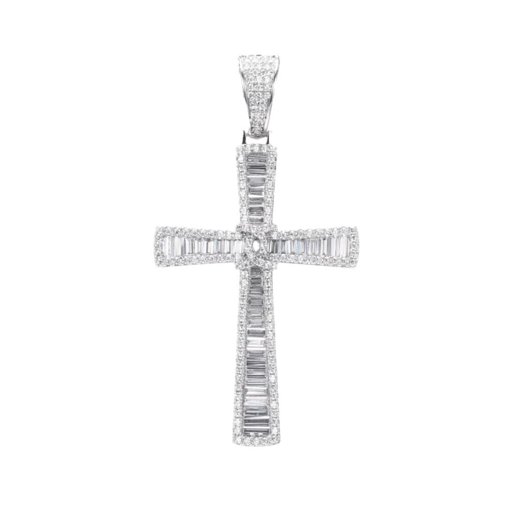 925 Silver Large Cubic Zirconia Brilliant and Baguette Cut Cross – Imperial Time