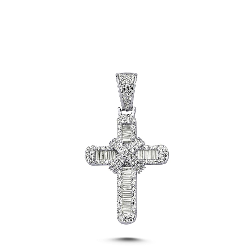 925 Silver Cubic Zirconia Brilliant and Baguette Cut Cross – Imperial Time