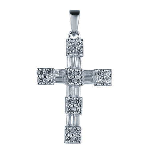 925 Silver Rhodium Plated Cubic Zirconia Set Cross – Imperial Time