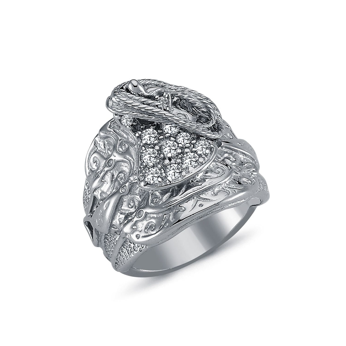 925 Silver Cubic Zirconia Set Saddle Ring – Imperial Time