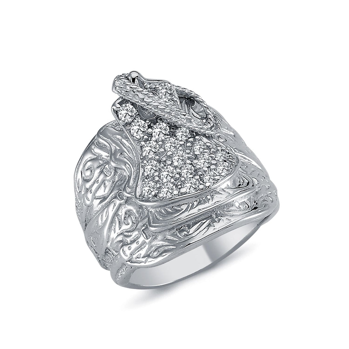 925 Silver Cubic Zirconia Set Saddle Ring – Imperial Time