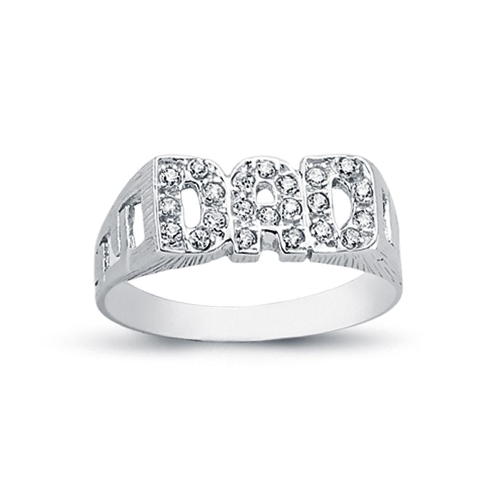 925 Silver Cubic Zirconia Set Dad Ring Curb Shoulders – Imperial Time