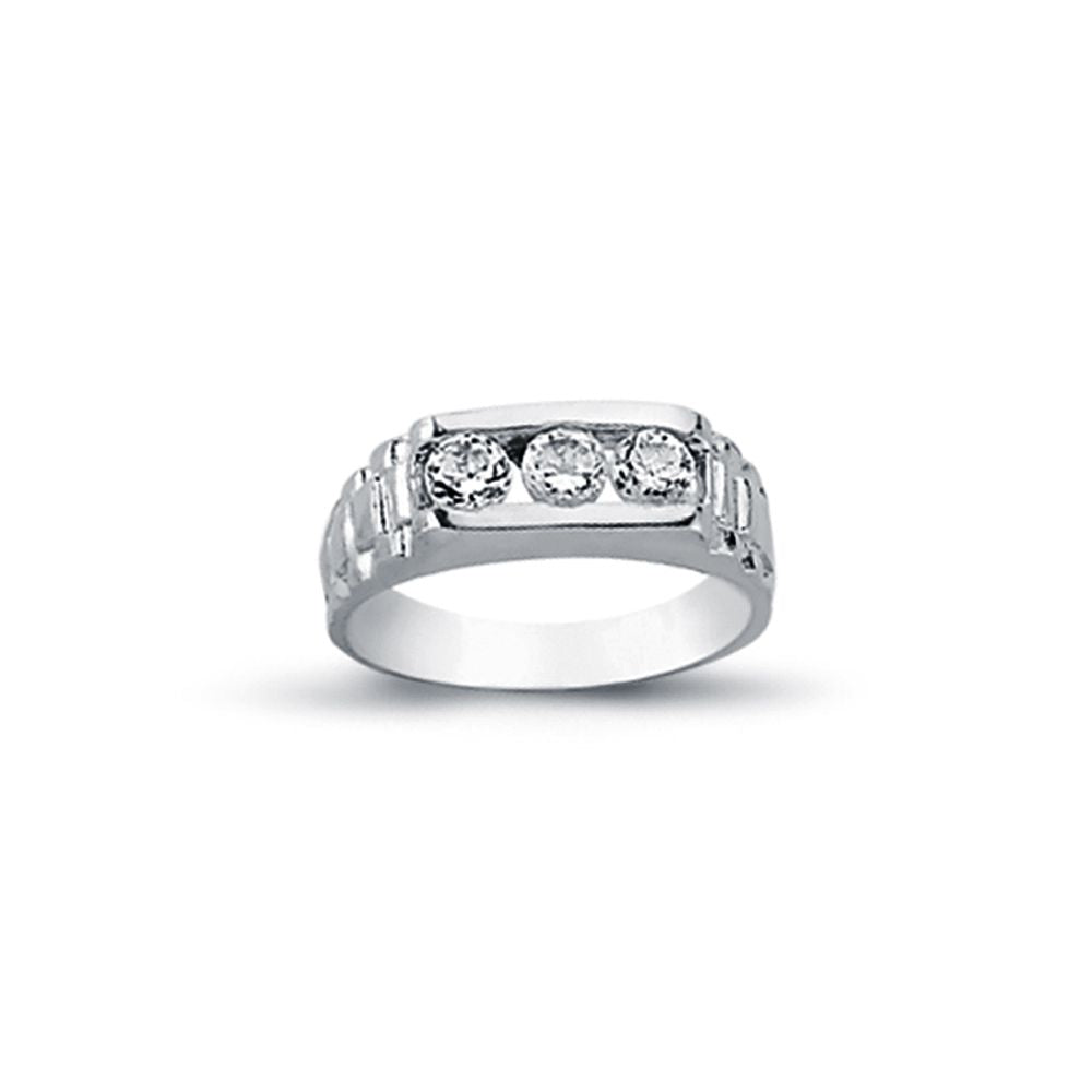 925 Silver Cubic Zirconia Set Trilogy Signet Ring – Imperial Time