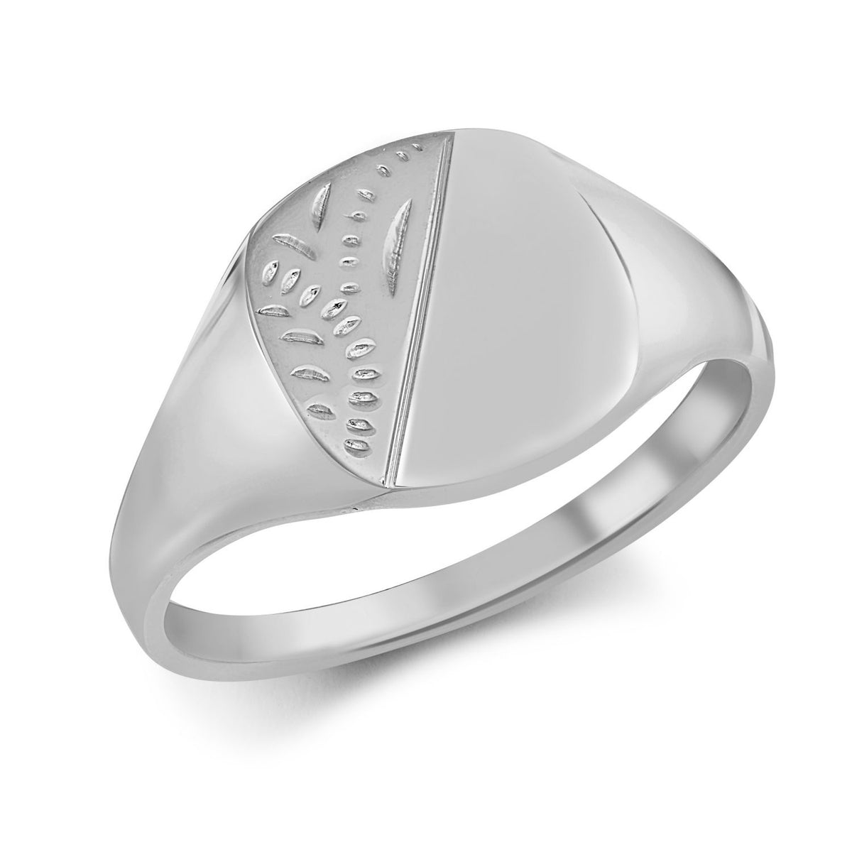 925 Silver Cushion Shape Half Engraved Signet Ring – Imperial Time