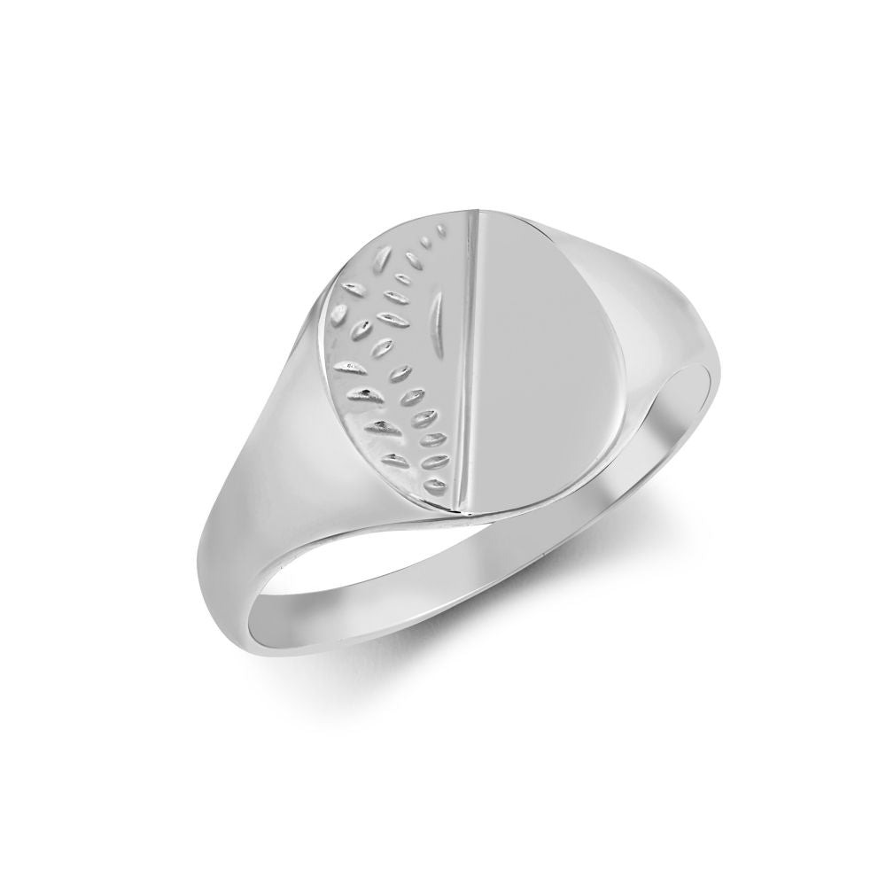925 Silver Oval Half Engraved Female/ Child Signet Ring – Imperial Time