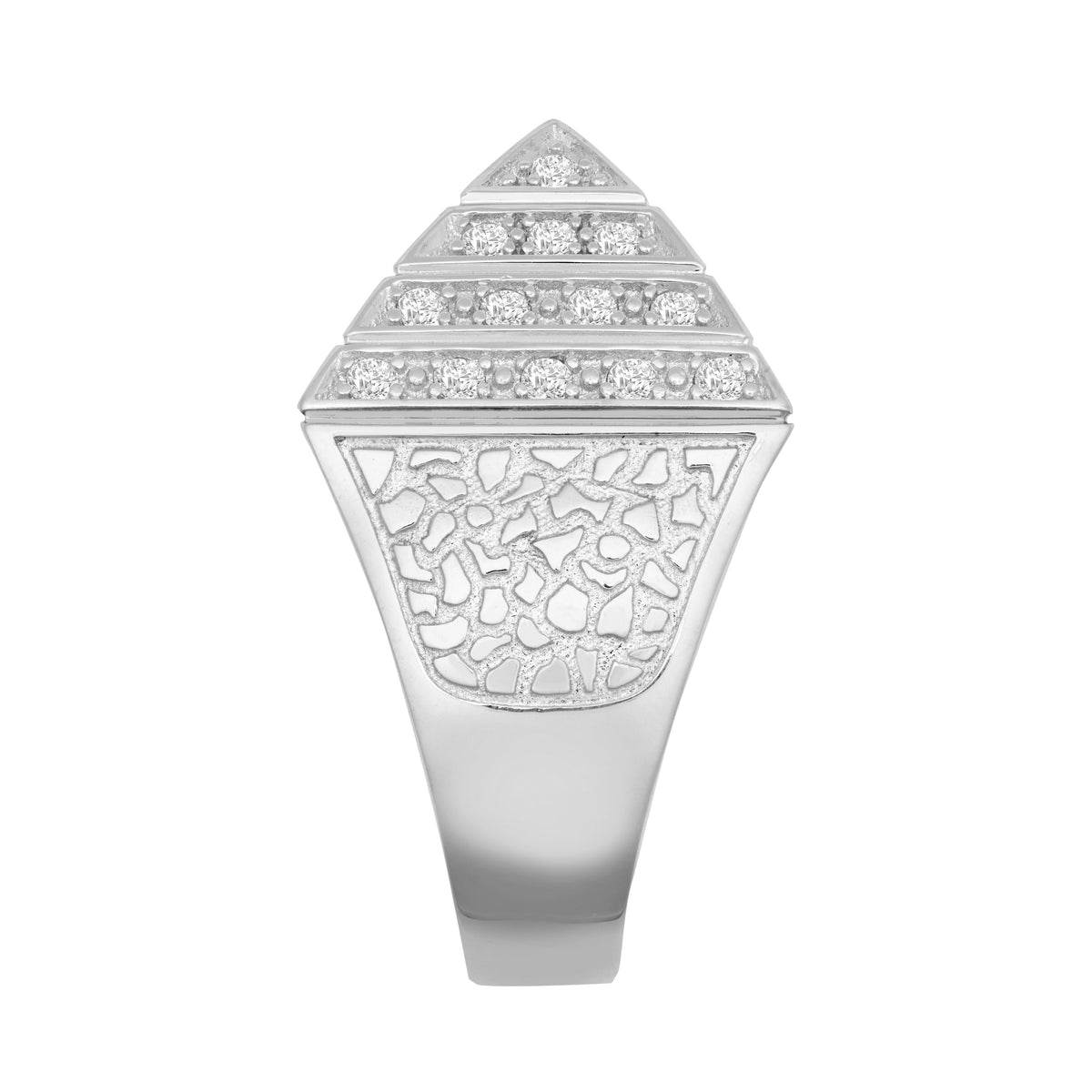 925 Silver Cubic Zirconia Set Pyramid Ring – detail view