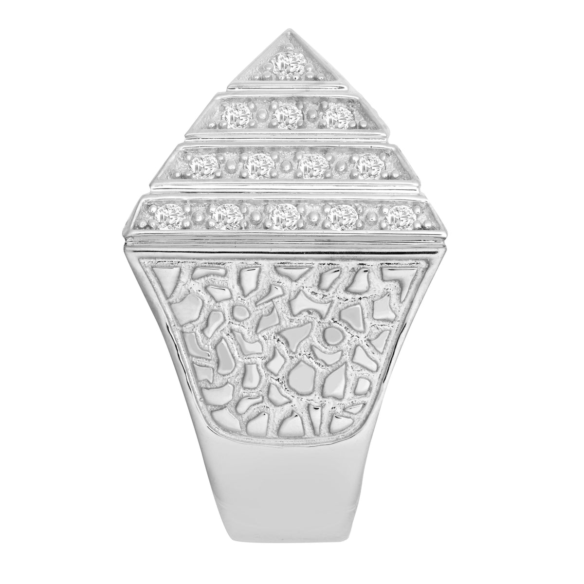 925 Silver Cubic Zirconia Set Pyramid Ring (ARN131D) – side view