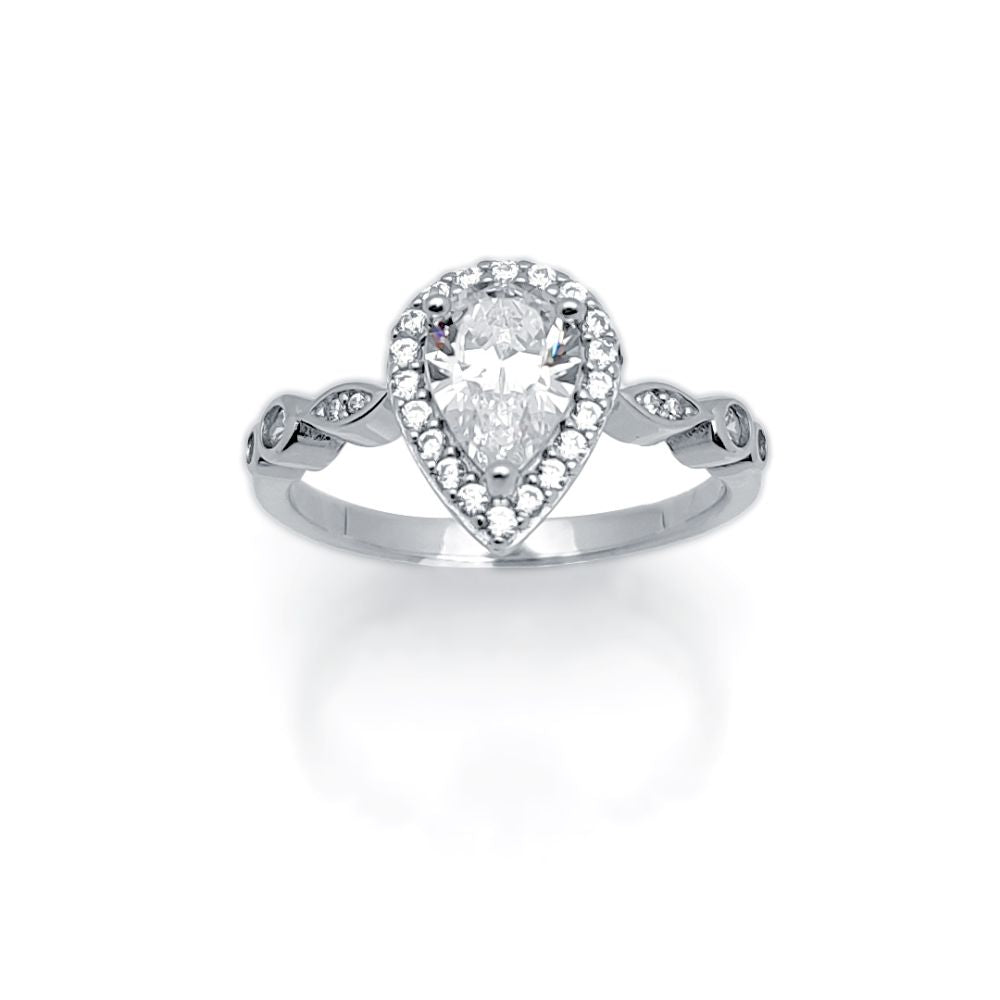 925 Silver Cubic Zirconia Pear Shape Ring – Imperial Time