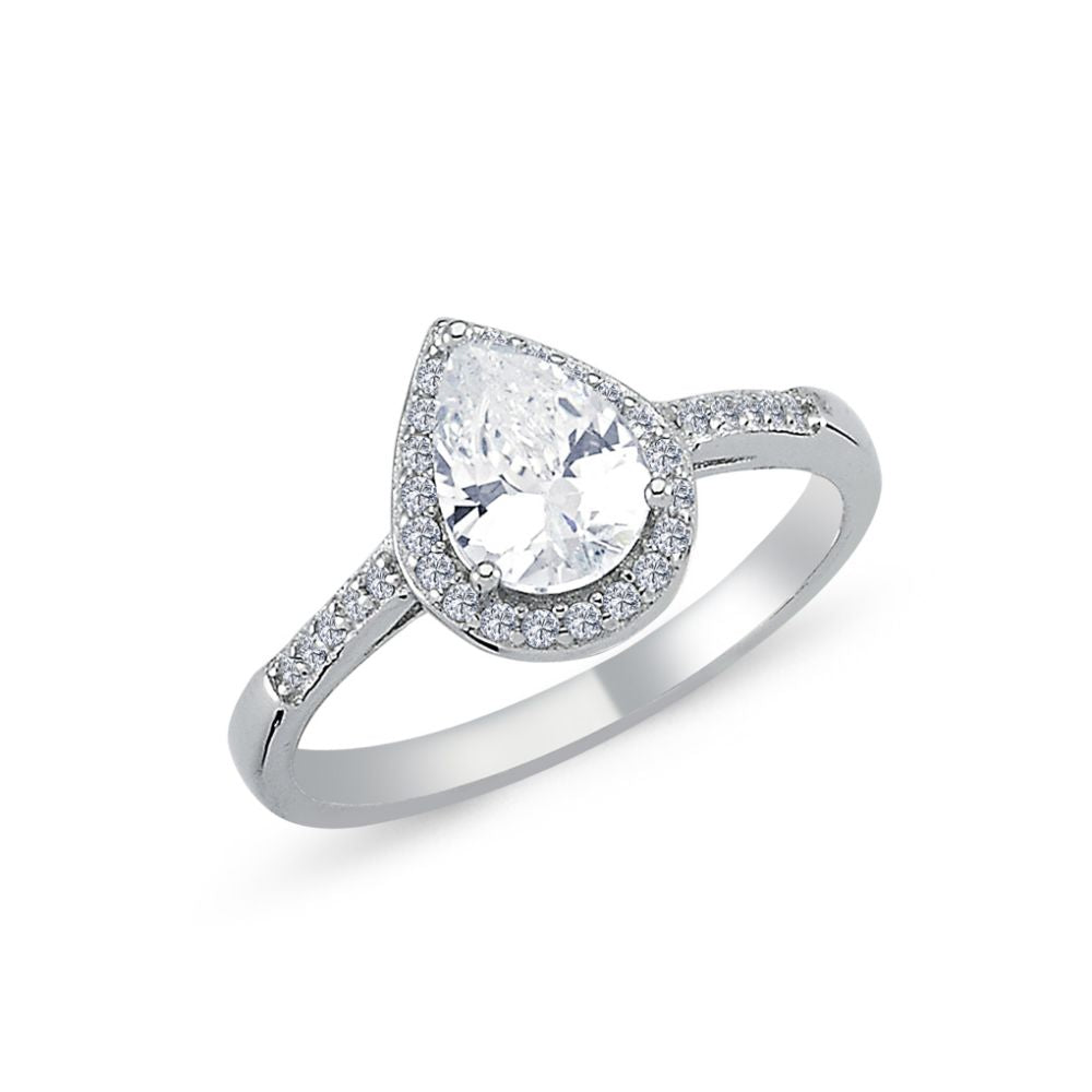 925 Silver Cubic Zirconia Pear Shape Ring – Imperial Time