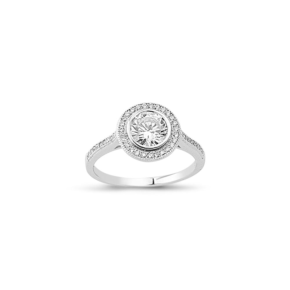 925 Silver Cubic Zirconia Halo Ring – Imperial Time