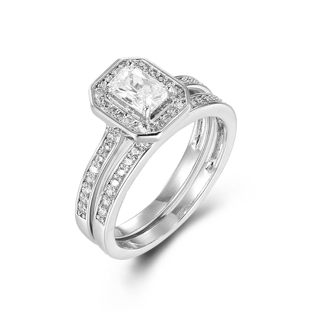 925 Silver Pear Emerald Cut and Half ET Set Rings – Imperial Time