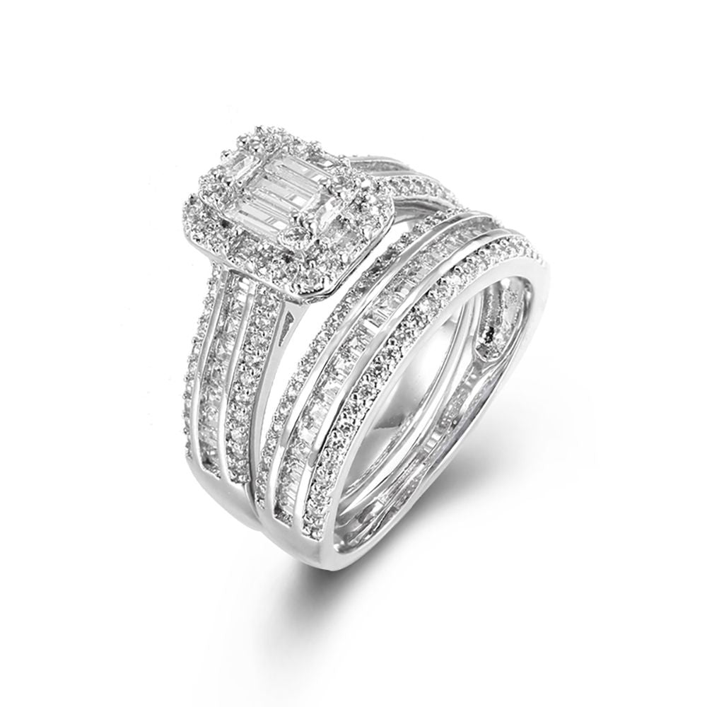 925 Silver Pear Emerald Cut and Half ET Set Rings – Imperial Time