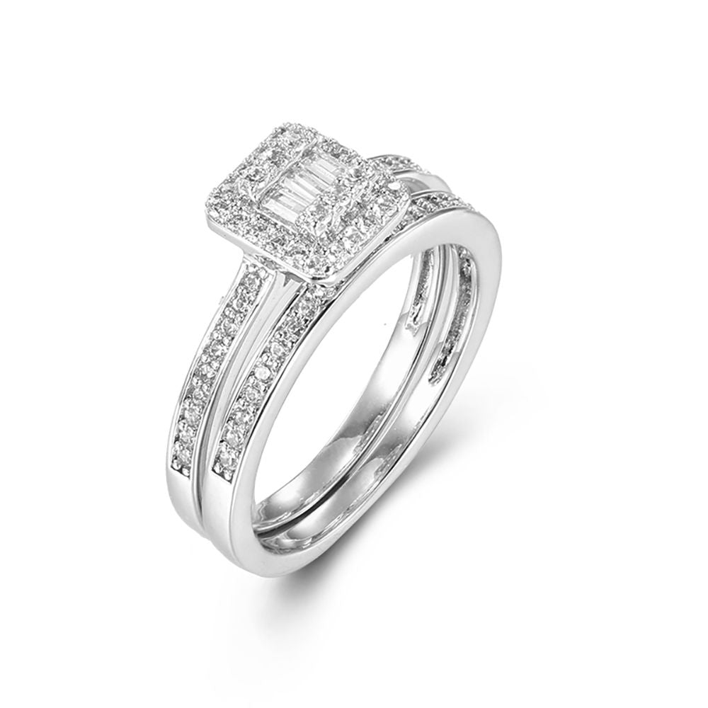 925 Silver Pear Emerald Cut and Half ET Set Rings – Imperial Time