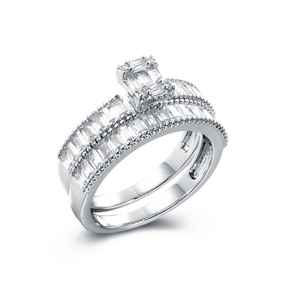 925 Silver Pear Emerald Cut and Half ET Set Rings – Imperial Time