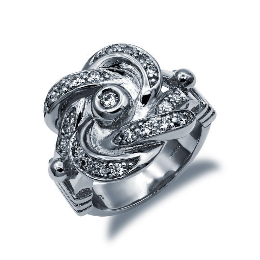 925 Silver Cubic Zirconia Set Knot Ring – Imperial Time