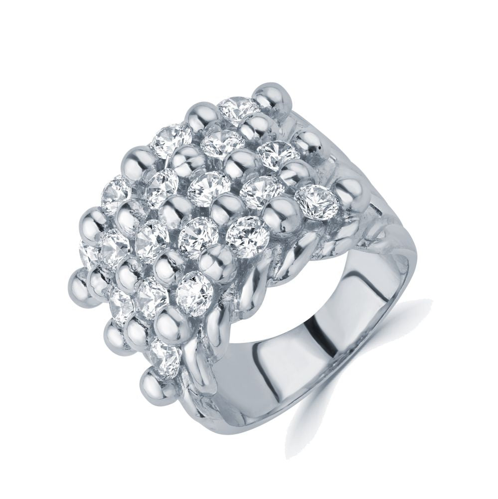 925 Silver Cubic Zirconia Set Keeper Ring – Imperial Time