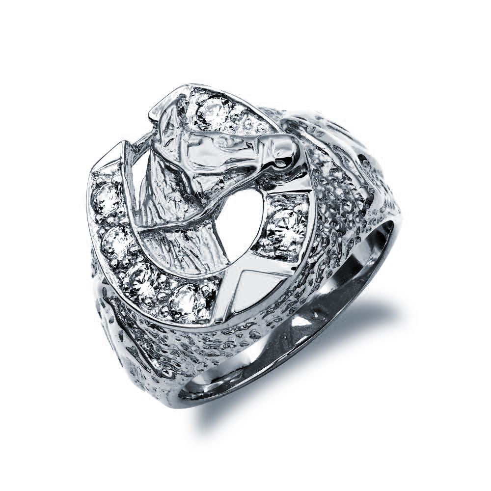 925 Silver Cubic Zirconia Set Horseshoe Ring – Imperial Time