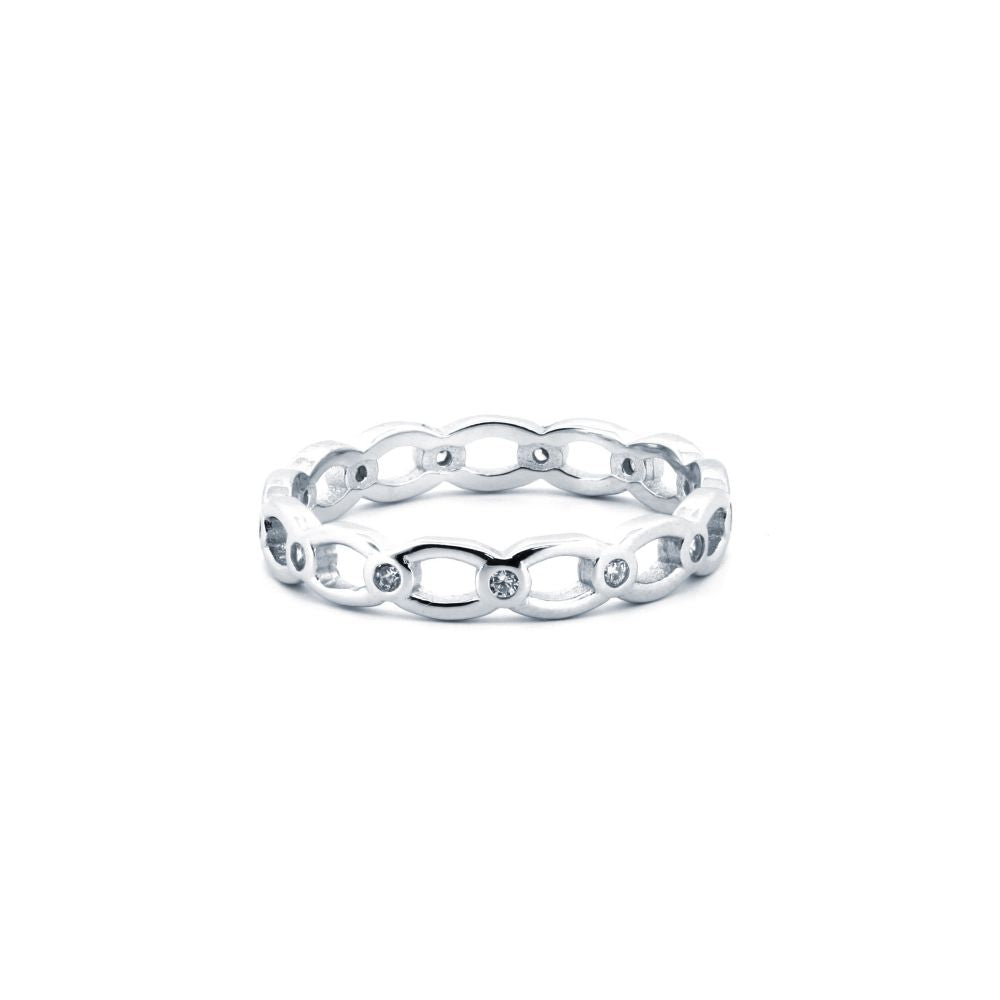 925 Silver Rhodium Cubic Zirconia Set Dress Ring – Imperial Time
