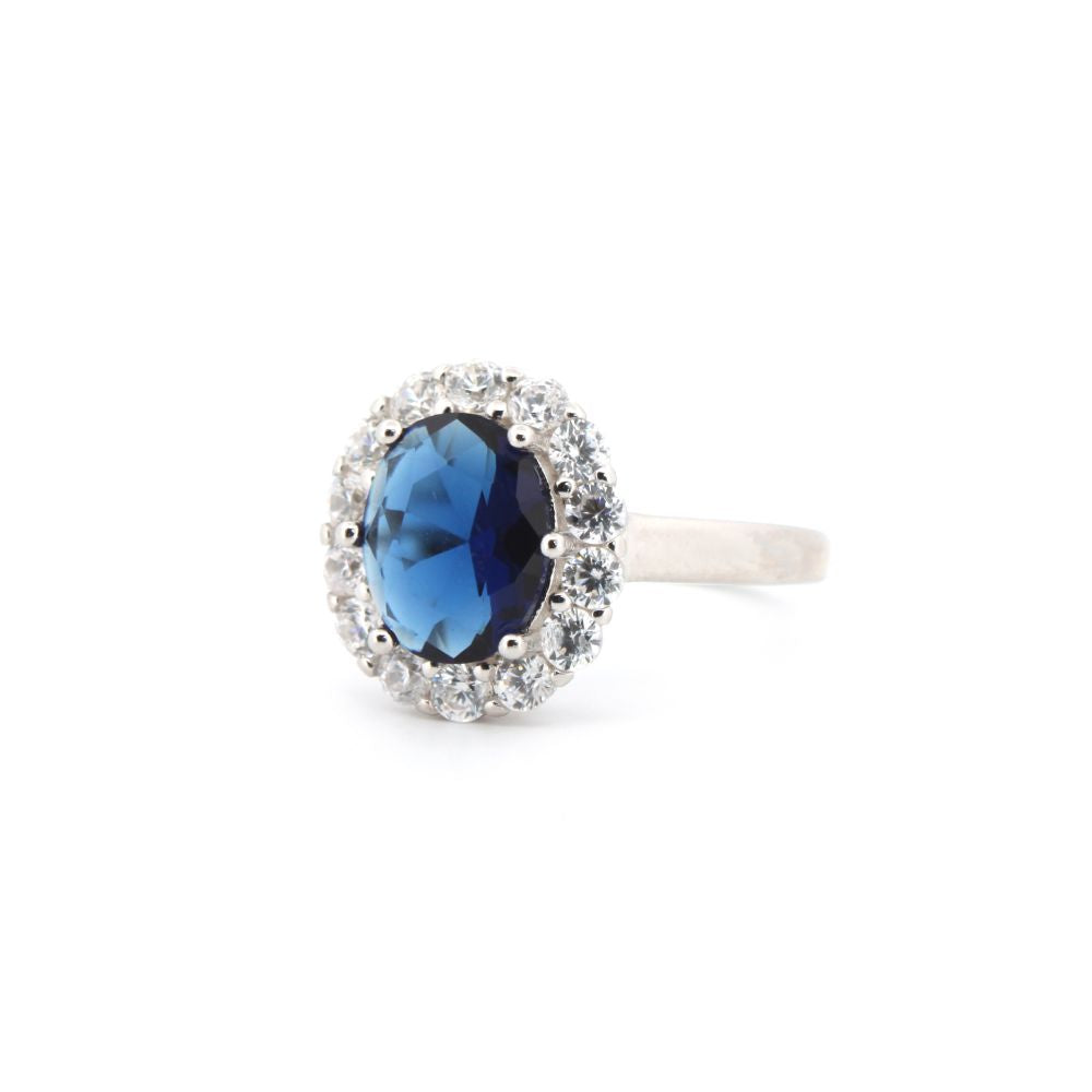 925 Silver Rhodium Cubic Zirconia Set Dress Ring (ARN186) – product view