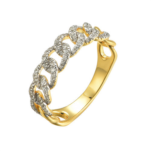 925 Siver 14ct Gold Plated Cubic Zirconia Set Curb Dress Ring – Imperial Time